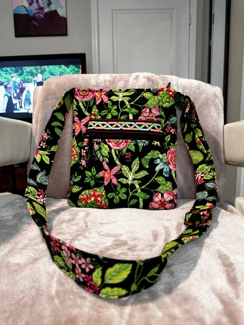 Vera Bradley black floral crossbody bag